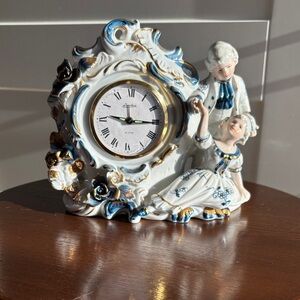 Porcelain Clock with Blue and Gold Details